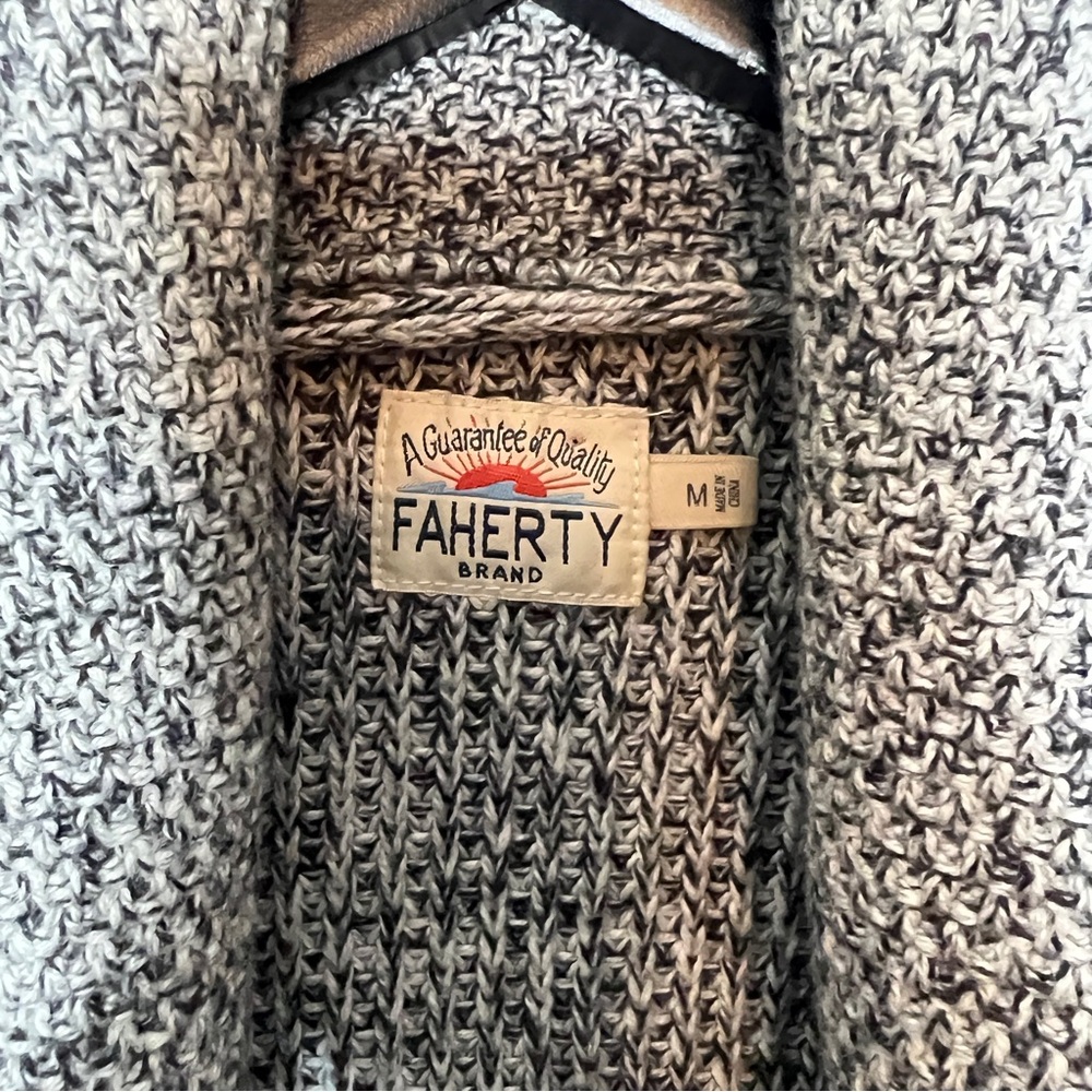 Faherty Charcoal Knit Cardigan for Men - Picture 6 of 7